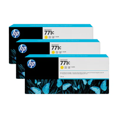 HP 771C 3-pack 775-ml Yellow DesignJet Ink Cartridges, HP DesignJet Z6200 Photo Printer series, HP DesignJet Z6610 Photo Production Printer, HP DesignJet..., Thermal inkjet, Yellow, Small medium business, Singapore, 216 mm