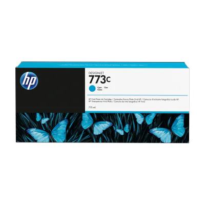 HP 773C 775-ml Cyan DesignJet Ink Cartridge, HP DesignJet Z6600 Production Printer series; HP DesignJet Z6800 Photo Production Printer series, Thermal inkjet, Cyan, Business, Enterprise, Singapore, 53.3 mm