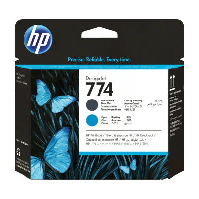HP 774 Matte Black/Cyan DesignJet Printhead, HP DesignJet Z6810 Production Printer series, HP DesignJet Z6610 Production Printer, Thermal inkjet, Black, Cyan, P2W01A, Business, Singapore