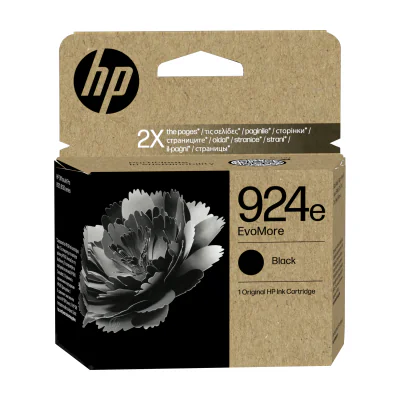 HP 924e EvoMore Black Original Ink Cartridge, High (XL) Yield, Black, 1 pc(s), 1000 pages, Single pack