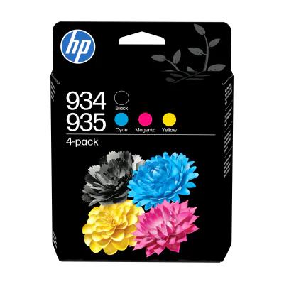HP 934 Black/935 Cyan/Magenta/Yellow 4-pack Original Ink Cartridges, Standard Yield, Black, Cyan, Magenta, Yellow, Pigment-based ink, Pigment-based ink, 10 ml, 4.5 ml