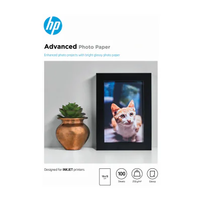 HP Advanced Photo Paper Glossy 250 g/m2 10 x 15 cm (101 x 152 mm) 100 sheets, Gloss, Laser/Inkjet, 10x15 cm, 100 sheets, Works with inkjet printers, optimized for Original HP Ink, Business