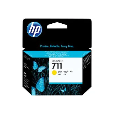 HP 711 29-ml Yellow DesignJet Ink Cartridge, HP DesignJet T100, T120, T125, T130, T520, T525, T530 Printer series, Thermal inkjet, Yellow, CZ132A, Singapore, Malaysia, 114 mm