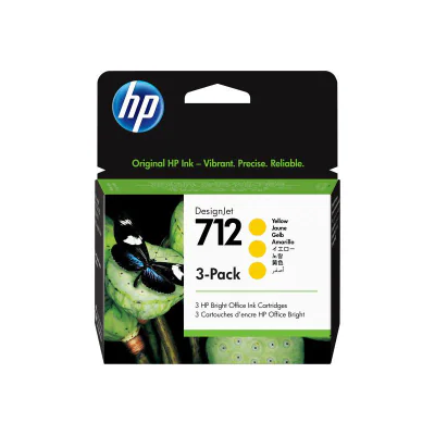 HP 712 3-pack 29-ml Yellow DesignJet Ink Cartridge, HP DesignJet T210, T230, T250, T630, T650 Printer series, Thermal inkjet, Yellow, Singapore, Malaysia, 119 mm, 46.2 mm