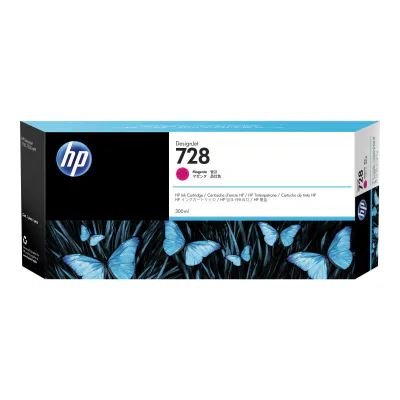 HP 728 300-ml Magenta DesignJet Ink Cartridge, HP DesignJet T730 Printer, HP DesignJet T830 Multifunction Printer, Thermal inkjet, Magenta, Singapore, 283 mm, 41 mm