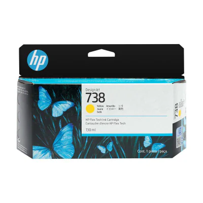 HP 738 130-ml Yellow DesignJet Ink Cartridge, HP DesignJet T850, T950 printers, Thermal inkjet, Yellow, Singapore, 202 mm, 129 mm