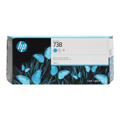 HP 738 300-ml Cyan DesignJet Ink Cartridge, HP DesignJet T850, T950 printers, Thermal inkjet, Cyan, Singapore, 283 mm, 41 mm