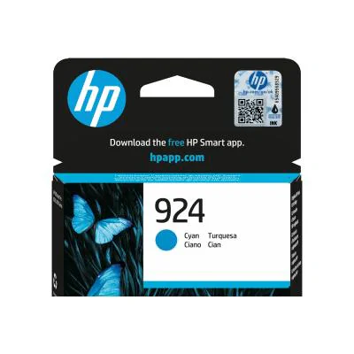 HP 924 Cyan Original Ink Cartridge, Standard Yield, Cyan, 1 pc(s), 400 pages, Single pack