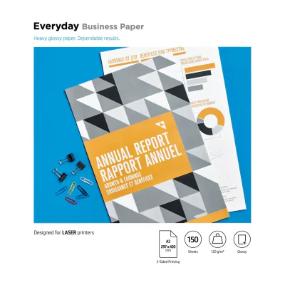 HP Multipurpose Recycled Paper-500 sht/Letter/8.5 x 11 in, Laser printing, A3 (297x420 mm), Gloss, 150 sheets, 120 g/m², White
