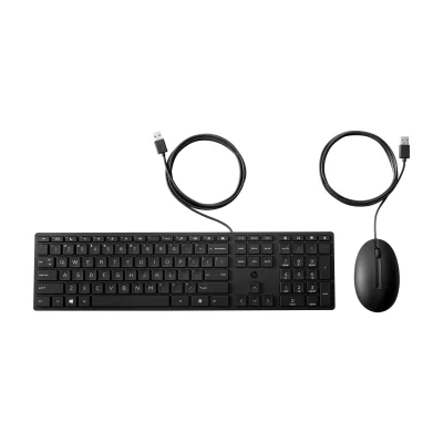 HP Wired Desktop 320MK Mouse and Keyboard, Full-size (100%), Wired, USB, Membrane, Black, Mouse included