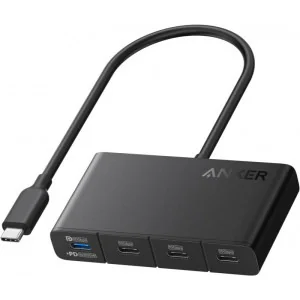 HUB Anker, 4-in-1, USB-C x 4 porturi, incarcare prin USB Type-C, viteza 10 Gbps, conectare prin USB-C, 100W PD in, 85W PD out, gri, "A8340GA1"