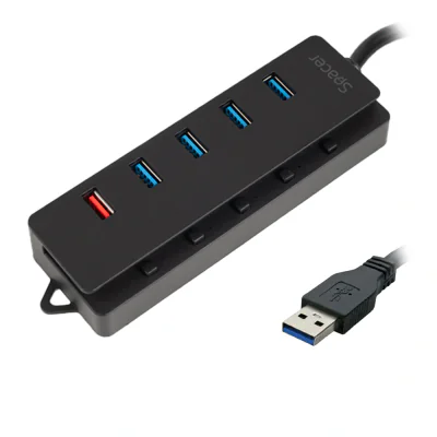 HUB extern SPACER SPH-4USB30-1QC, 4 x USB 3.0, alimentare retea