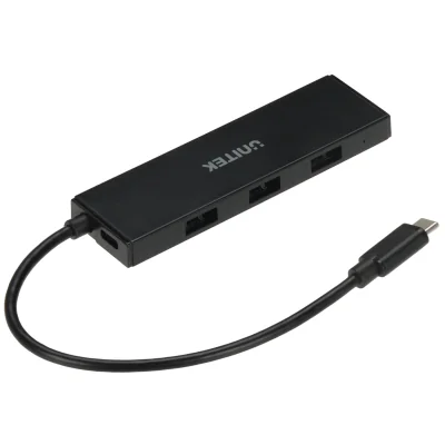 Hub USB 3.0 UNITEK H1336BBK01, intrare USB-C, 3 porturi, cablu 20 cm