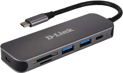 HUB USB D-LINK DUB-2325, USB Type C, cablu 10 cm, metalic, argintiu