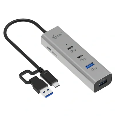 Hub USB I-TEC CAHUBMETAL2A2CPD, 0,2 m, Silver