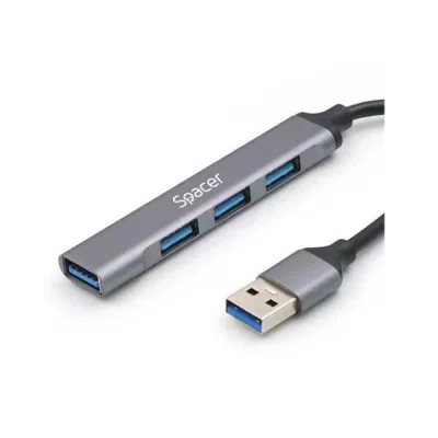 Hub USB SPACER SPHB-USB-4U-01 USB-C, 4 porturi, Gri