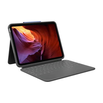 Husă cu tastatură Logitech Rugged Folio pentru iPad (A16/gen 10), UK INT, Graphite