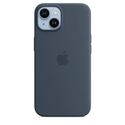 Husă de silicon Apple cu MagSafe pentru iPhone 14, Storm Blue