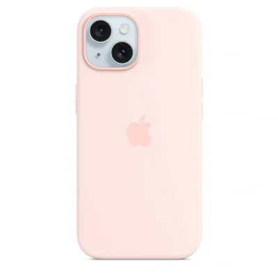 Husă de silicon Apple cu MagSafe pentru iPhone 15, Light Pink