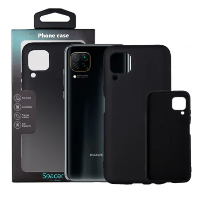Husa Huawei telefon P 40 Lite, negru, tip back cover, material flexibil silicon + interior cu microfibra, "SPPC-HU-P-40L-SLK"