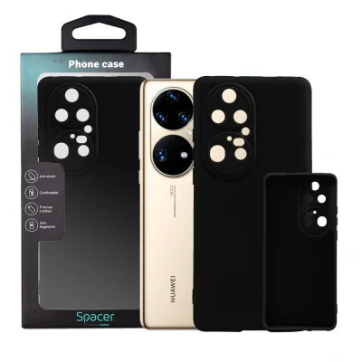 Husa Huawei telefon P 50 Pro, negru, tip back cover, material flexibil silicon + interior cu microfibra, "SPPC-HU-P-50P-SLK"