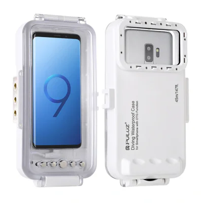 Husă impermeabilă Puluz (45 m) pentru smartphone-uri cu port USB-C, destinată fotografiilor și videoclipurilor subacvatice (alb)