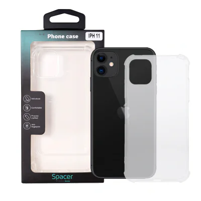Husa Iphone 11 Spacer, grosime 1.5mm, protectie suplimentara antisoc la colturi, material flexibil TPU, transparenta "SPPC-AP-IP11-CLR"
