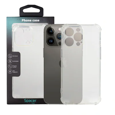Husa Iphone 13 Pro Spacer, transparenta, 1.5mm grosime, protectie suplimentara antisoc la colturi, material flexibil TPU "SPPC-AP-IP13P-CLR"