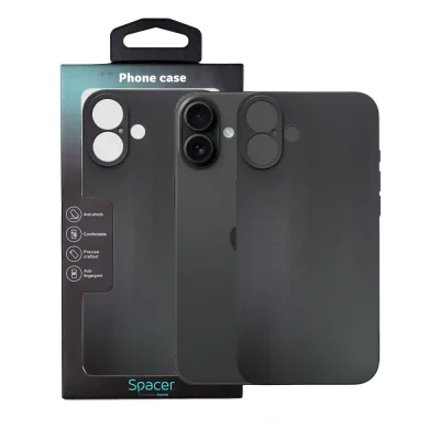 Husa Iphone 16 Plus Spacer, grosime 1.5mm, material flexibil TPU, negru "SPPC-AP-IP16PL-TPU"