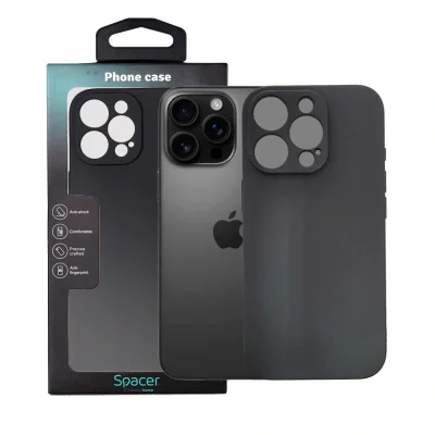 Husa Iphone 16 Pro Spacer, grosime 1.5mm, material flexibil TPU, negru "SPPC-AP-IP16P-TPU"