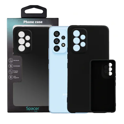 Husa Samsung Galaxy A53 Spacer, negru, grosime 2mm, material flexibil silicon + interior cu microfibra "SPPC-SM-GX-A53-SLK"