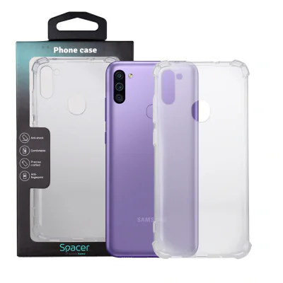 Husa Samsung Galaxy M11 Spacer, transparenta, grosime 1.5mm, protectie suplimentara antisoc la colturi, material flexibil TPU "SPPC-SM-GX-M11-CLR"