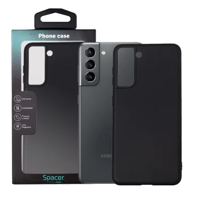 Husa Samsung Galaxy S21 Spacer, negru, grosime 1.5mm, material flexibil TPU "SPPC-SM-GX-S21-TPU"