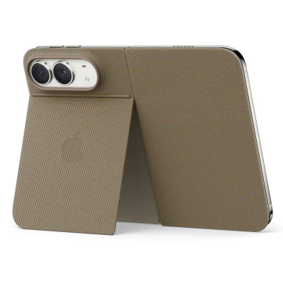 Husă tip folio Apple TechWoven cu MagSafe și suport pentru iPhone Duo, Taupe