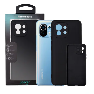Husa Xiaomi Mi 11 5G Spacer, negru, grosime 1.5mm, material flexibil TPU "SPPC-XI-MI-115G-TPU"