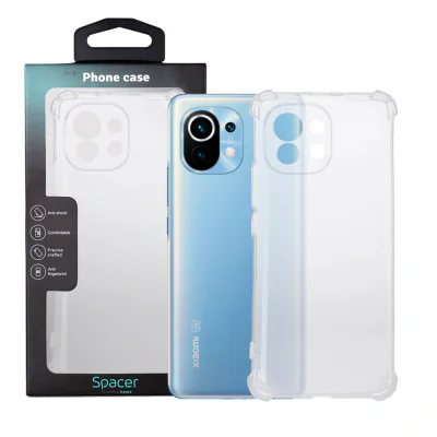 Husa Xiaomi Mi 11 5G Spacer, transparenta, grosime 1.5mm, protectie suplimentara antisoc la colturi, material flexibil TPU "SPPC-XI-MI-115G-CLR"