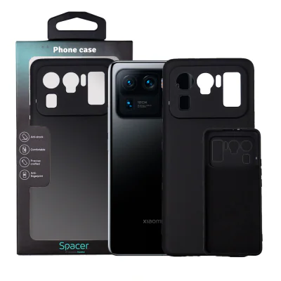 Husa Xiaomi Mi 11 Ultra 5G Spacer, negru, grosime 2mm, material flexibil silicon + interior cu microfibra "SPPC-XI-MI-11U5G-SLK"