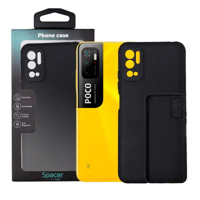 Husa Xiaomi Pocophone M3 Pro 5G Spacer, negru, grosime 1.5mm, material flexibil TPU "SPPC-XI-PC-M3P5G-TPU"