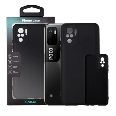 Husa Xiaomi Pocophone M3 Pro 5G Spacer, negru, grosime 2mm, material flexibil silicon + interior cu microfibra "SPPC-XI-PC-M3P5G-SLK"