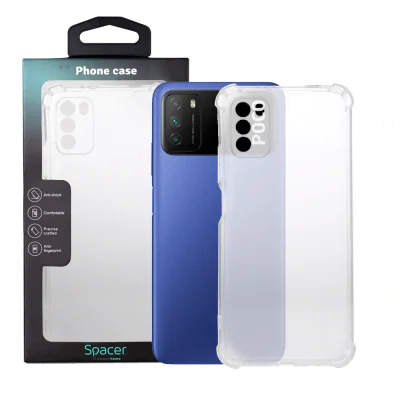 Husa Xiaomi Pocophone M3 Spacer, transparenta, grosime 1.5mm, protectie suplimentara antisoc la colturi, material flexibil TPU "SSPPC-XI-PC-M3-CLR"