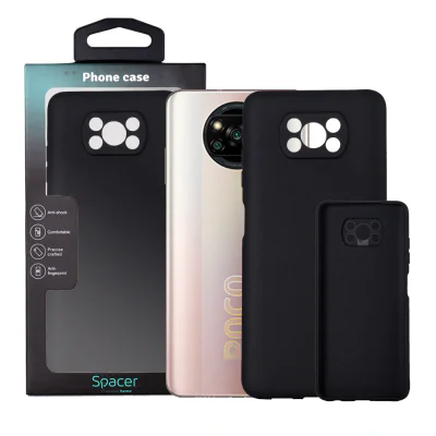 Husa Xiaomi Pocophone X3 Pro 5G Spacer, negru, grosime 1.5mm, material flexibil TPU "SPPC-XI-PC-X3P5G-TPU"