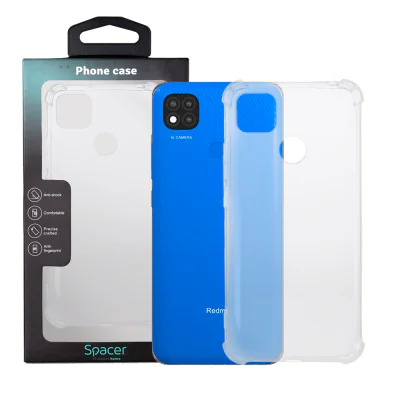 Husa Xiaomi Redmi 9C Spacer, transparenta, grosime 1.5mm, protectie suplimentara antisoc la colturi, material flexibil TPU "SPPC-XI-RM-9C-CLR"