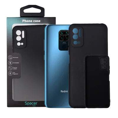 Husa Xiaomi Redmi Note 10 5G Spacer, negru, grosime 2mm, material flexibil silicon + interior cu microfibra "SPPC-XI-RM-N105G-SLK"
