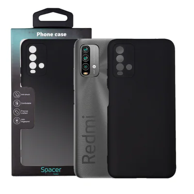 Husa Xiaomi Redmi Note 9 Spacer, negru, grosime 2mm, material flexibil silicon + interior cu microfibra "SPPC-XI-RM-N9-SLK"