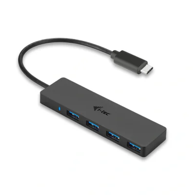i-tec Advance USB-C Slim Passive HUB 4 Port, USB 3.2 Gen 2 (3.1 Gen 2) Type-C, USB 3.2 Gen 1 (3.1 Gen 1) Type-A, 5000 Mbit/s, Black, 0.2 m, Apple MacBook 2015, Chromebook Pixel 2015, Acer Switch Alpha 12, Dell XPS 13, HP EliteBook Folio G