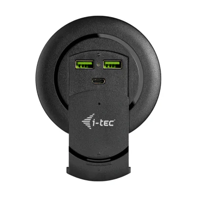 i-tec Built-in Desktop Fast Charger, USB-C PD 3.0 + 3x USB 3.0 QC3.0, 96 W, Indoor, AC, 12 V, Black
