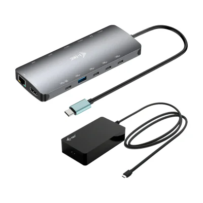 i-tec Metal USB-C Nano 3x Display Dock, 2x HDMI 1x USB-C video with Power Delivery 140W + Universal Charger 140 W, Wired, USB 3.2 Gen 1 (3.1 Gen 1) Type-C, 140 W, 3.5 mm, 10,100,1000 Mbit/s, Grey