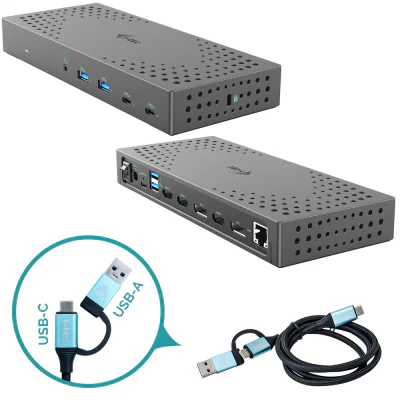 i-tec USB 3.0 / USB-C / Thunderbolt, 3x 4K Docking Station Gen 2 + Power Delivery 100W, Wired, USB 3.2 Gen 2 (3.1 Gen 2) Type-C, 100 W, 3.5 mm, 10,100,1000 Mbit/s, Grey