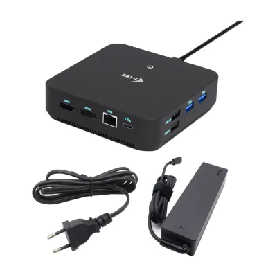 i-tec USB-C DP Dual HDMI Docking Station with Power Delivery 100 W + Universal Charger 100W, Wired, USB 3.2 Gen 2 (3.1 Gen 2) Type-C, 100 W, 10,100,1000 Mbit/s, Black, 10 Gbit/s