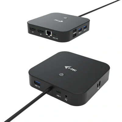 i-tec USB-C Dual Display Docking Station with Power Delivery 100 W, Wired, USB 3.2 Gen 1 (3.1 Gen 1) Type-C, 100 W, 3.5 mm, 10,100,1000 Mbit/s, Black